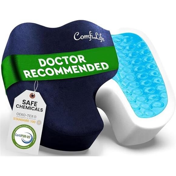 Gel Memory Foam Seat Cushion Tailbone Coccyx Pillow Office Chair Car Back Pain - Picture 7 of 7